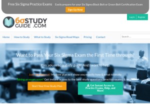 How sixsigmastudyguide.com looks like on a tablet such as an iPad.