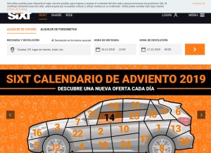 How sixt.es looks like on a tablet such as an iPad.