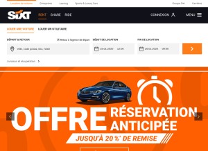 How sixt.fr looks like on a tablet such as an iPad.