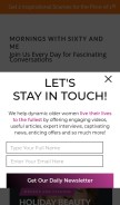 How sixtyandme.com looks like on a mobile device such as an iPhone.
