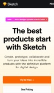 How sketch.com looks like on a mobile device such as an iPhone.