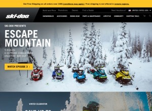 How ski-doo.com looks like on a tablet such as an iPad.