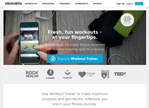 How skimble.com looks like on a tablet such as an iPad.