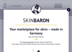 How skinbaron.de looks like on a tablet such as an iPad.