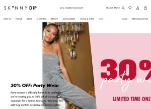 How skinnydiplondon.com looks like on a tablet such as an iPad.