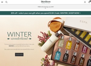 How skinstore.com looks like on a tablet such as an iPad.