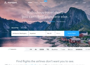 How skiplagged.com looks like on a tablet such as an iPad.