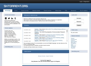 How sktorrent.org looks like on a tablet such as an iPad.