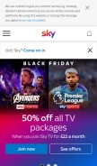 How sky.com looks like on a mobile device such as an iPhone.