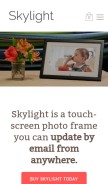 How skylightframe.com looks like on a mobile device such as an iPhone.