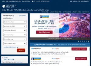 How skymilescruises.com looks like on a tablet such as an iPad.