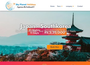 How skyplanetholidays.com looks like on a tablet such as an iPad.