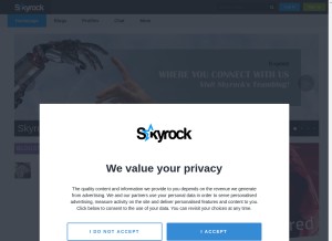 How skyrock.com looks like on a tablet such as an iPad.