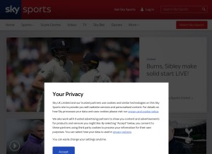 How skysports.com looks like on a tablet such as an iPad.