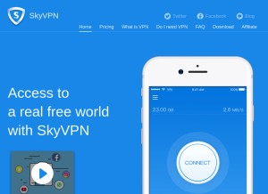 How skyvpn.net looks like on a tablet such as an iPad.