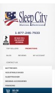 How sleepcity.com looks like on a mobile device such as an iPhone.