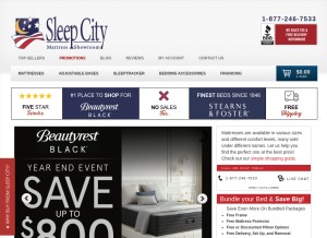 How sleepcity.com looks like on a tablet such as an iPad.