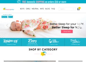 How sleepingbaby.com looks like on a tablet such as an iPad.