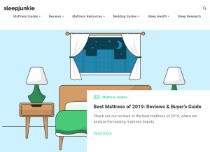 How sleepjunkie.org looks like on a tablet such as an iPad.