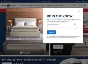 How sleepnumber.com looks like on a tablet such as an iPad.