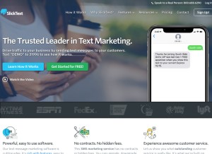 How slicktext.com looks like on a tablet such as an iPad.