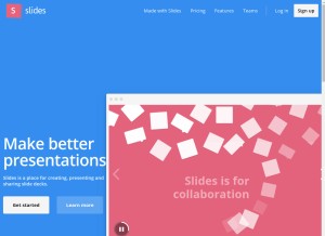 How slides.com looks like on a tablet such as an iPad.