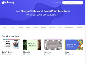 How slidesgo.com looks like on a tablet such as an iPad.