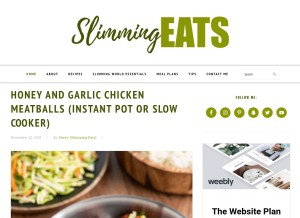 How slimmingeats.com looks like on a tablet such as an iPad.