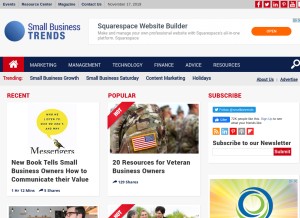 How smallbiztrends.com looks like on a tablet such as an iPad.