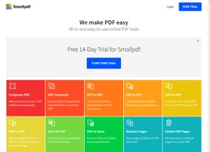 How smallpdf.com looks like on a tablet such as an iPad.