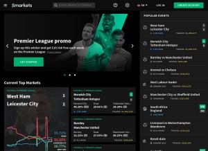 How smarkets.com looks like on a tablet such as an iPad.