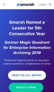 How smarsh.com looks like on a mobile device such as an iPhone.