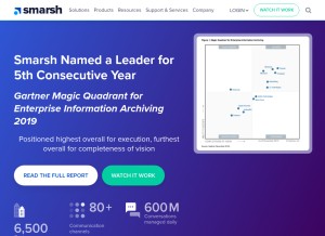 How smarsh.com looks like on a tablet such as an iPad.
