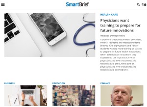 How smartbrief.com looks like on a tablet such as an iPad.