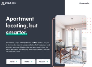 How smartcitylocating.com looks like on a tablet such as an iPad.
