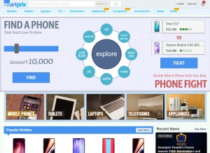How smartprix.com looks like on a tablet such as an iPad.
