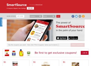 How smartsource.com looks like on a tablet such as an iPad.