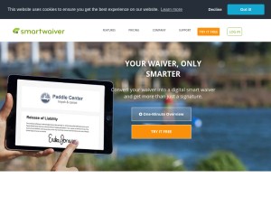 How smartwaiver.com looks like on a tablet such as an iPad.