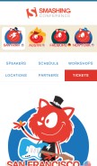 How smashingconf.com looks like on a mobile device such as an iPhone.