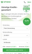 How smava.de looks like on a mobile device such as an iPhone.