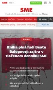 How sme.sk looks like on a mobile device such as an iPhone.