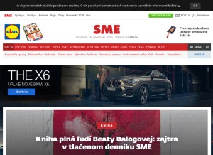 How sme.sk looks like on a tablet such as an iPad.