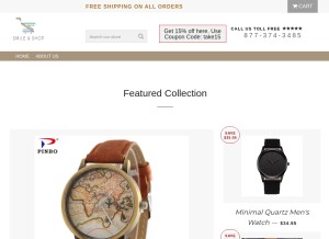 How smilenshop.com looks like on a tablet such as an iPad.
