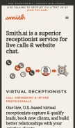 How smith.ai looks like on a mobile device such as an iPhone.