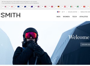 How smithoptics.com looks like on a tablet such as an iPad.