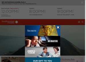 How smithsonianchannel.com looks like on a tablet such as an iPad.