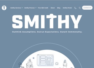 How smithyworks.com looks like on a tablet such as an iPad.