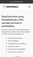 How smokeball.com looks like on a mobile device such as an iPhone.