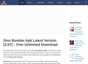 How smsbomberap.com looks like on a tablet such as an iPad.