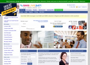 How smslive247.com looks like on a tablet such as an iPad.